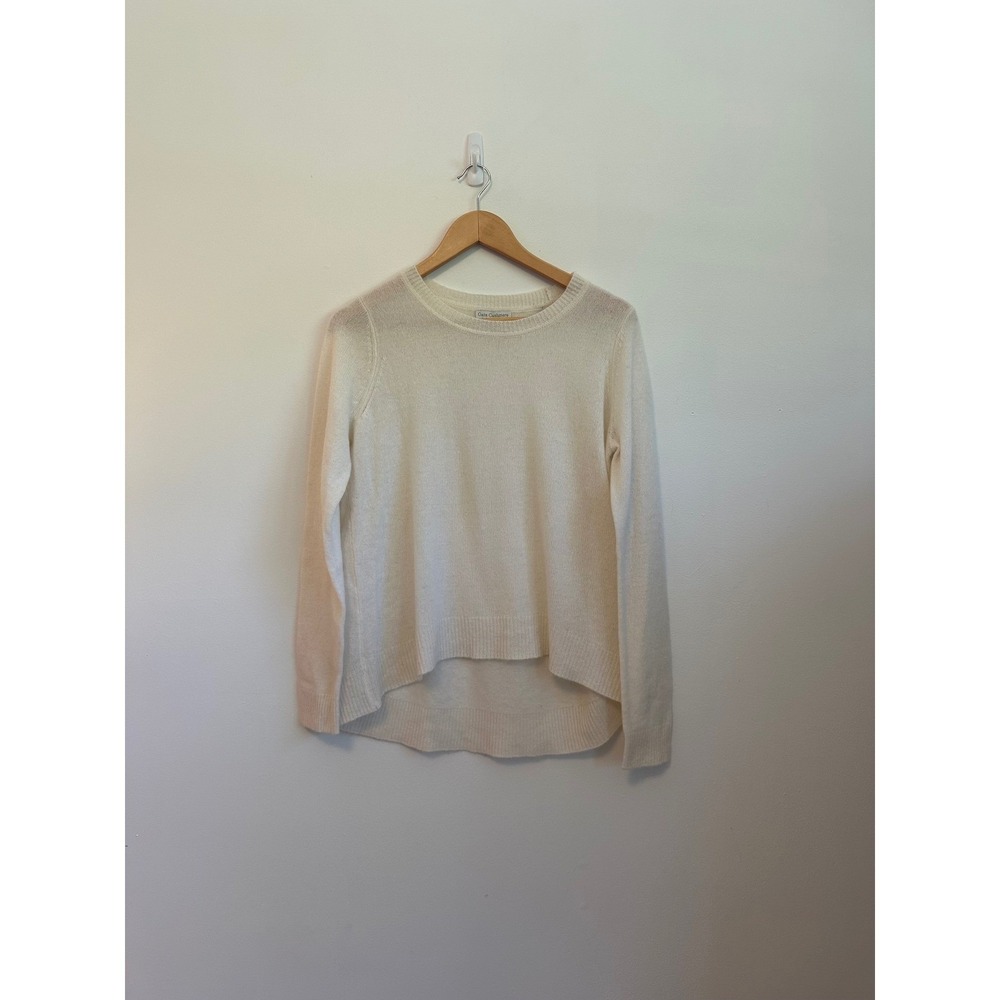 Oats Cashmere Mimosa High Low Crewneck Sweater in Ivory | Size Small
